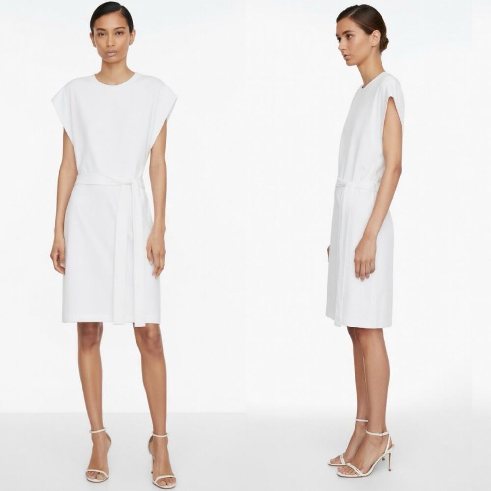 Vince Cotton Knit Muscle Dress Tie Waist white XL Minimalist Quiet Luxury Chic